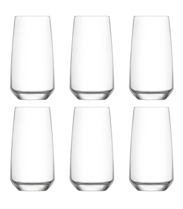 Tradineur - Set de 6 vasos de cristal modelo Adora, base gruesa, aptos  para lavavajillas, servir cócteles, cerveza, refrescos