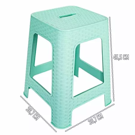 Tradineur - Taburete de plástico con asa Rattan, asiento de 28 x 28 cm, imitación de mimbre, banqueta multiusos, cocina, salón (