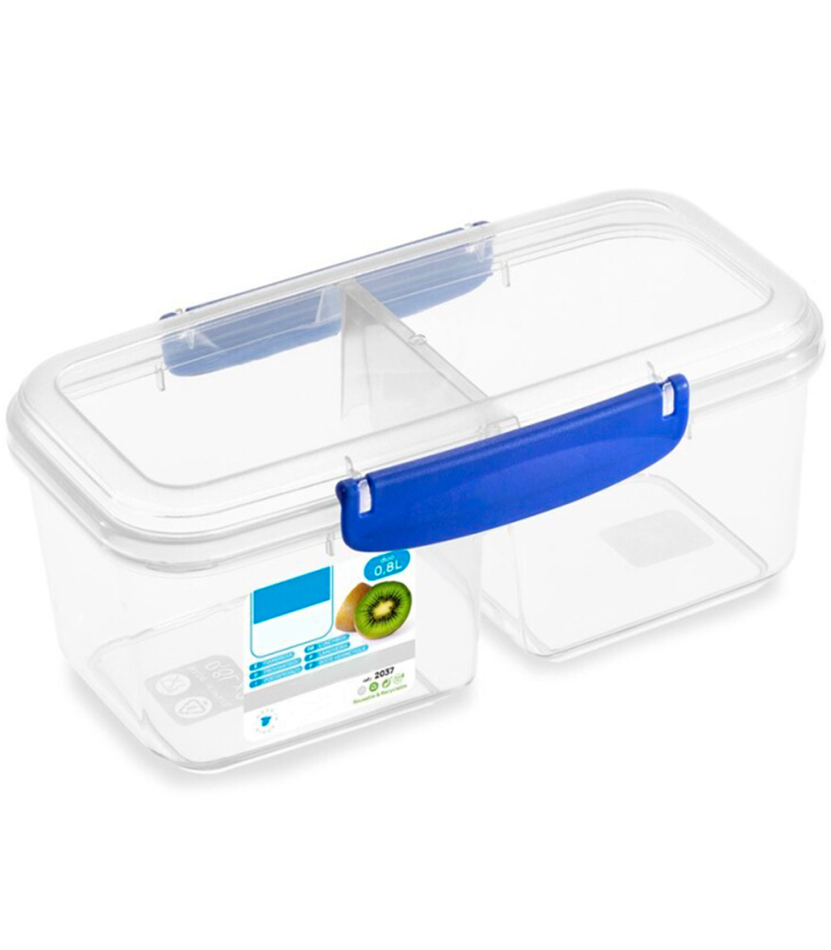 Tradineur - Fiambrera de plástico con 2 compartimentos, reutilizable,  reciclable, uso alimentario, caja almacenamiento, frigoríf