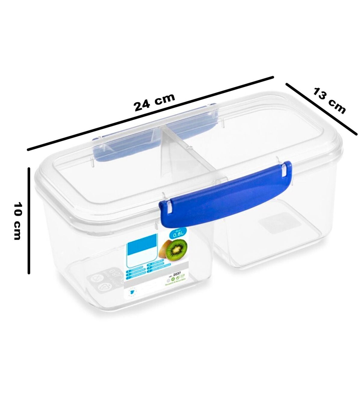 Tradineur - Set de 2 botes reutilizables de plástico, tapa de