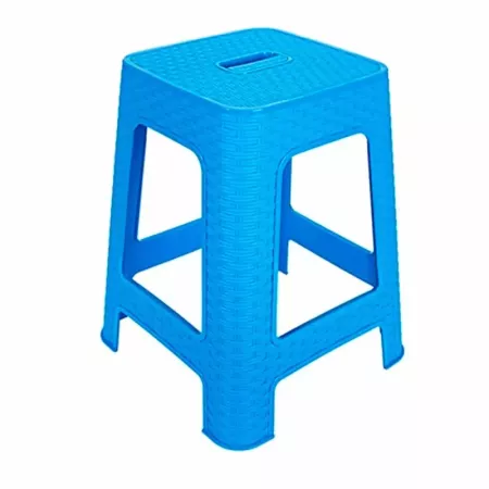 Tradineur - Taburete de plástico con asa Rattan, asiento de 28 x 28 cm, imitación de mimbre, banqueta multiusos, cocina, salón (