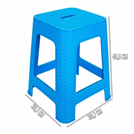 Tradineur - Taburete de plástico con asa Rattan, asiento de 28 x 28 cm, imitación de mimbre, banqueta multiusos, cocina, salón (
