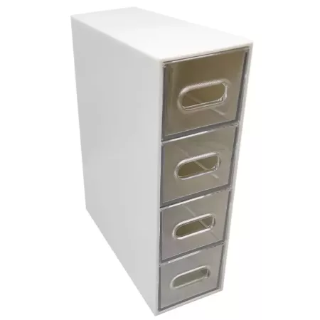 Tradineur - Mini cajonera de plástico con 4 cajones transparentes, organizador de cosméticos, maquillaje, accesorios de costura,