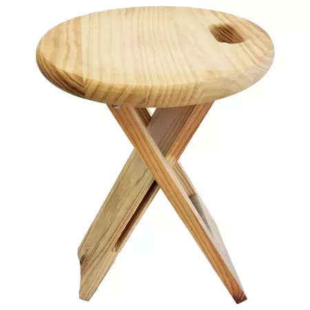 Tradineur - Taburete redondo plegable de madera con asa y reposapiés, estable y robusto, banqueta para jardín, balcón, terraza, Tradineur - Taburete redondo plegable de madera con asa y reposapiés, estable y robusto, banqueta para jardín, balcón, terraza,