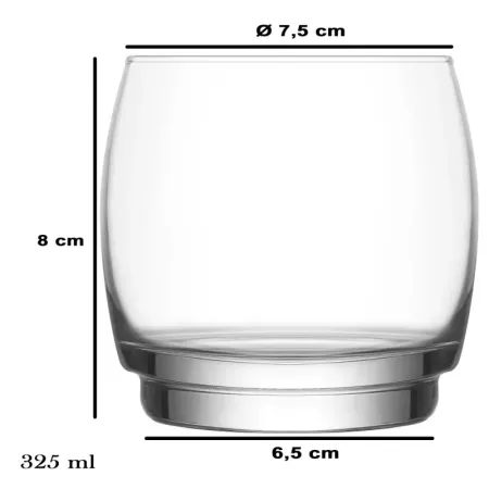 Tradineur - Set de 6 vasos de cristal con base gruesa, modelo Lune, resistentes, aptos para lavavajillas, servir whisky, licores