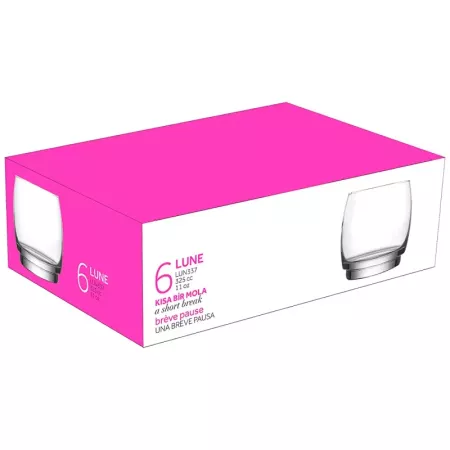 Tradineur - Set de 6 vasos de cristal con base gruesa, modelo Lune, resistentes, aptos para lavavajillas, servir whisky, licores